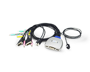 2 포트 USB DVI 케이블 KVM 스위치 + 오디오 + 원격 기능 선택기
