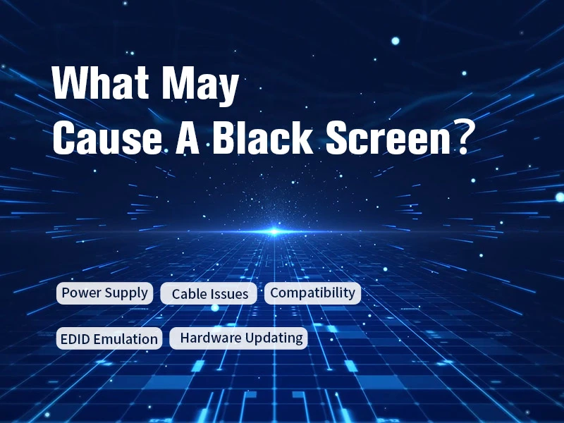 What may cause a black screen when transferring KVM signals